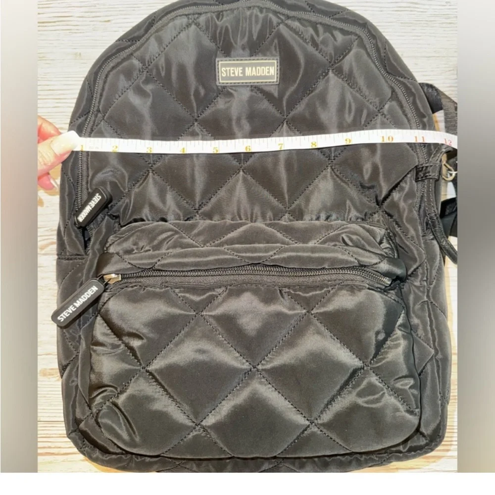 Steve Madden Quilted Black Backpack Set